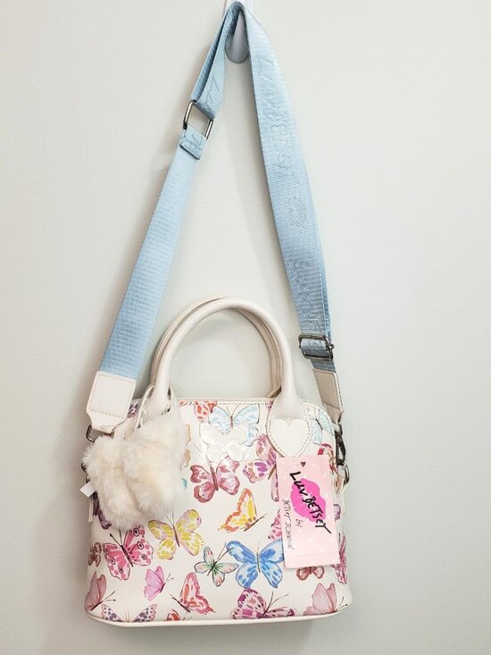 LUV BETSEY JOHNSON Butterfly Crossbody Dome Satchel NWT Fuzzy Charm Clip Spring - Picture 11 of 11